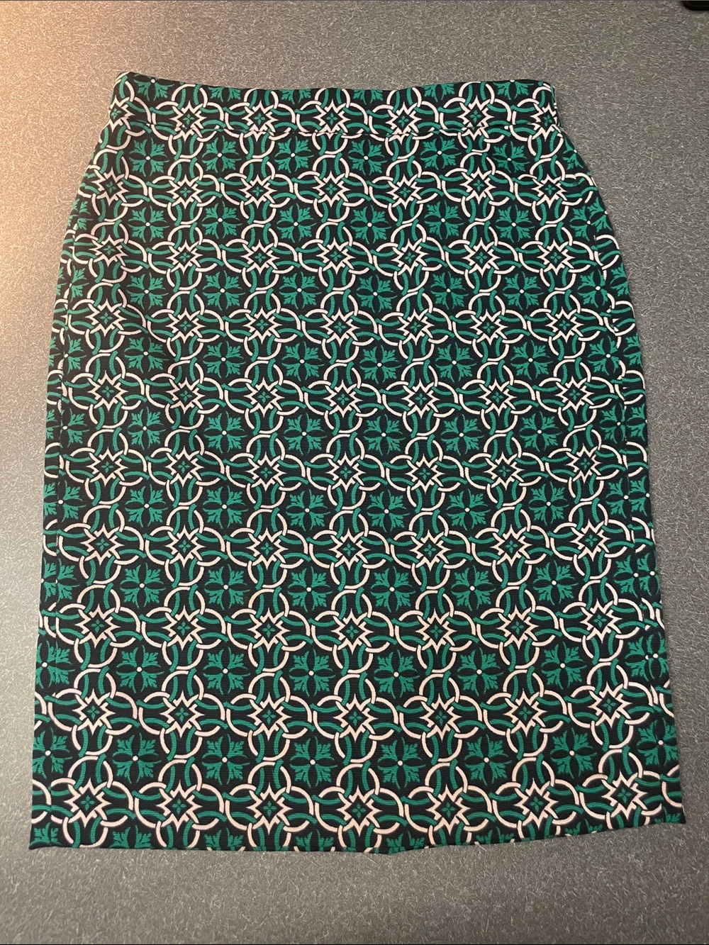 J. Crew Navy Blue with green and pink Geometric Pencil Skirt